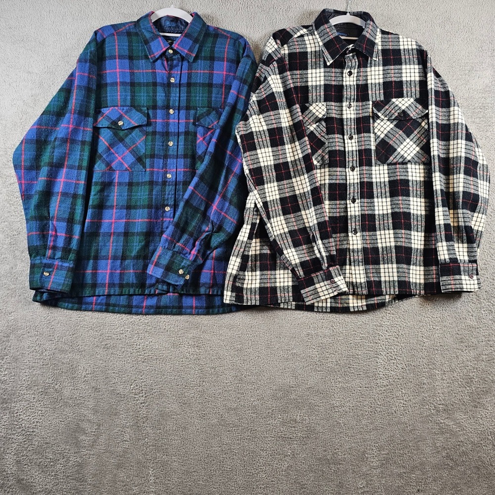 Backpacker Flannel Shirts (Lot of 2) Large Multicolor Plaid Outdoors Vintage Y2K